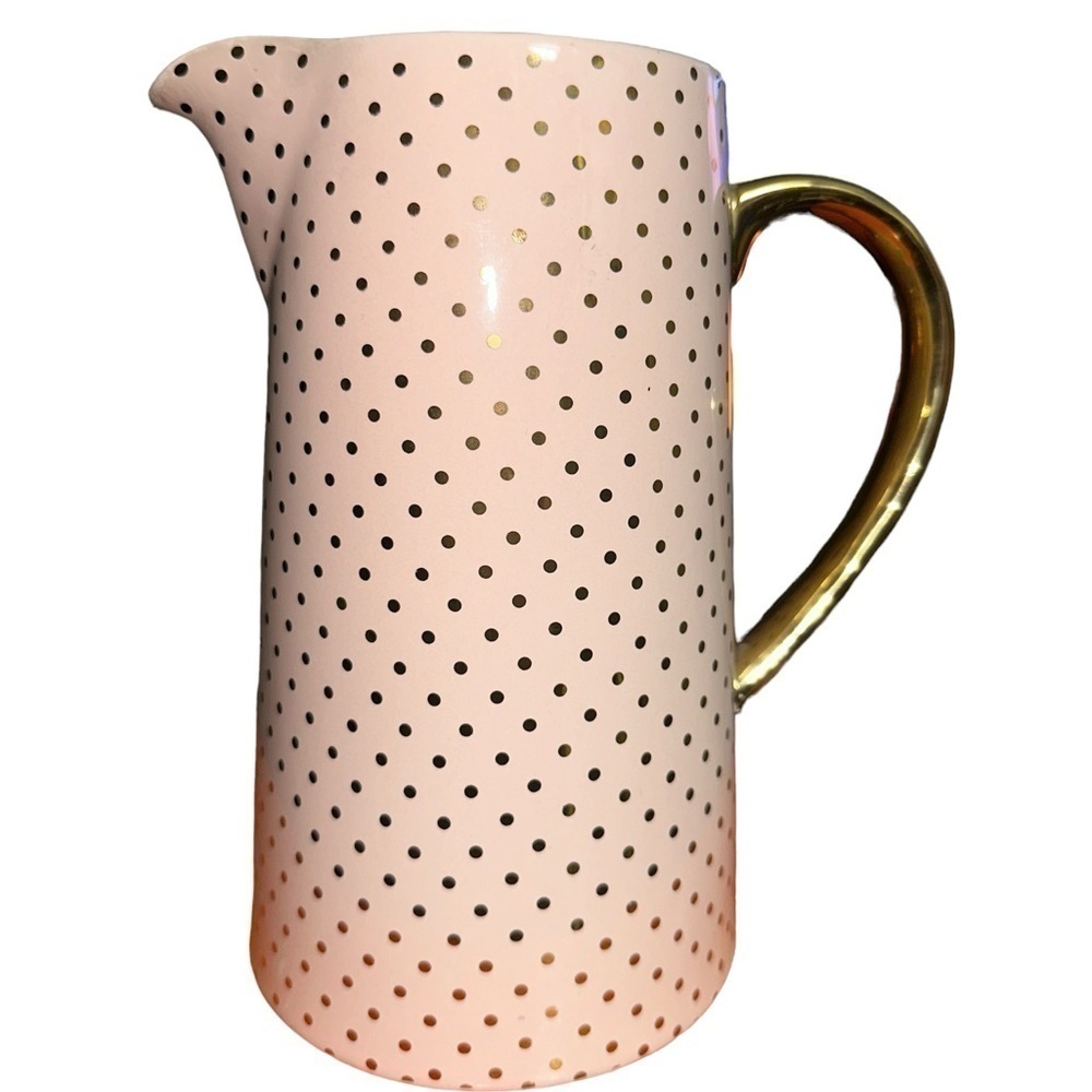 Bloomingville Ceramic Pitcher ping gold polka dots
